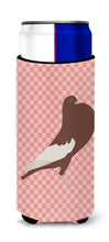 Load image into Gallery viewer, English Pouter Pigeon Pink Check   Hugger for slim cans
