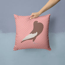 Load image into Gallery viewer, English Pouter Pigeon Pink Check Throw Pillow - 14x14 Decorative Pillow – Art for Your Home &amp; Patio BB7954PW1414
