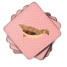 Load image into Gallery viewer, Golden Phoenix Quail Pink Check Foam Coaster  BB7955FC