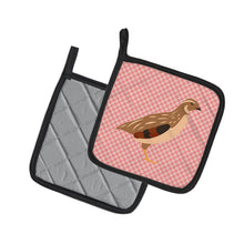 Load image into Gallery viewer, Golden Phoenix Quail Pink Check Pot Holders - Set of 2 - Heat-Resistant Kitchen Essentials BB7955PTHD