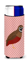 Load image into Gallery viewer, Chinese Painted or King Quail Pink Check   Hugger for slim cans