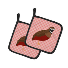 Load image into Gallery viewer, Chinese Painted or King Quail Pink Check Pot Holders - Set of 2 - Heat-Resistant Kitchen Essentials BB7956PTHD