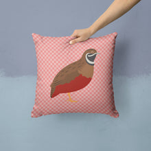 Load image into Gallery viewer, Chinese Painted or King Quail Pink Check Throw Pillow - 14x14 Decorative Pillow – Art for Your Home &amp; Patio BB7956PW1414