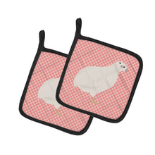 Load image into Gallery viewer, Texas Quail Pink Check Pot Holders - Set of 2 - Heat-Resistant Kitchen Essentials BB7957PTHD