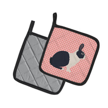 Load image into Gallery viewer, Dutch Rabbit Pink Check Pot Holders - Set of 2 - Heat-Resistant Kitchen Essentials BB7958PTHD