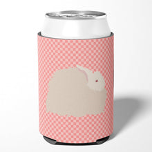 Load image into Gallery viewer, Fluffy Angora Rabbit Pink Check Can or Bottle Hugger BB7959CC