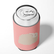 Load image into Gallery viewer, Fluffy Angora Rabbit Pink Check Can or Bottle Hugger BB7959CC