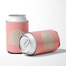 Load image into Gallery viewer, Fluffy Angora Rabbit Pink Check Can or Bottle Hugger BB7959CC
