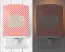Load image into Gallery viewer, Fluffy Angora Rabbit Pink Check Ceramic Night Light BB7959CNL