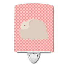 Load image into Gallery viewer, Fluffy Angora Rabbit Pink Check Ceramic Night Light BB7959CNL
