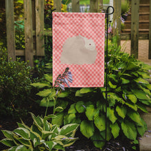 Load image into Gallery viewer, Fluffy Angora Rabbit Pink Check Garden Flag - Outdoor Decorative Yard Flag