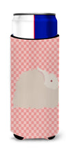 Load image into Gallery viewer, Fluffy Angora Rabbit Pink Check   Hugger for slim cans