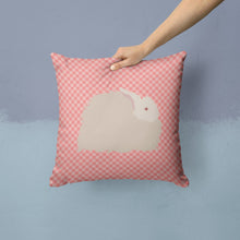 Load image into Gallery viewer, Fluffy Angora Rabbit Pink Check Throw Pillow - 14x14 Decorative Pillow – Art for Your Home &amp; Patio BB7959PW1414