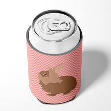 Load image into Gallery viewer, Lionhead Rabbit Pink Check Can or Bottle Hugger BB7960CC