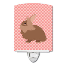 Load image into Gallery viewer, Lionhead Rabbit Pink Check Ceramic Night Light BB7960CNL