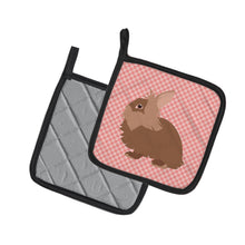 Load image into Gallery viewer, Lionhead Rabbit Pink Check Pot Holders - Set of 2 - Heat-Resistant Kitchen Essentials BB7960PTHD