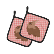 Load image into Gallery viewer, Lionhead Rabbit Pink Check Pot Holders - Set of 2 - Heat-Resistant Kitchen Essentials BB7960PTHD