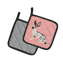 Load image into Gallery viewer, English Spot Rabbit Pink Check Pot Holders - Set of 2 - Heat-Resistant Kitchen Essentials BB7961PTHD