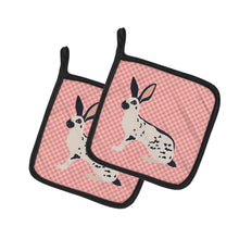 Load image into Gallery viewer, English Spot Rabbit Pink Check Pot Holders - Set of 2 - Heat-Resistant Kitchen Essentials BB7961PTHD