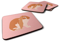 Load image into Gallery viewer, English Lop Rabbit Pink Check Foam Coaster  BB7962FC