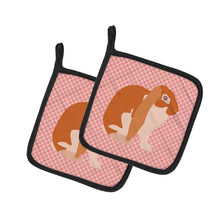 Load image into Gallery viewer, English Lop Rabbit Pink Check Pot Holders - Set of 2 - Heat-Resistant Kitchen Essentials BB7962PTHD