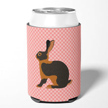 Load image into Gallery viewer, Tan Rabbit Pink Check Can or Bottle Hugger BB7963CC