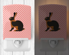 Load image into Gallery viewer, Tan Rabbit Pink Check Ceramic Night Light BB7963CNL