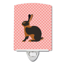 Load image into Gallery viewer, Tan Rabbit Pink Check Ceramic Night Light BB7963CNL