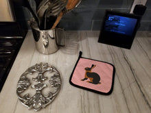 Load image into Gallery viewer, Tan Rabbit Pink Check Pot Holders - Set of 2 - Heat-Resistant Kitchen Essentials BB7963PTHD