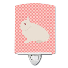 Load image into Gallery viewer, Hermelin Rabbit Pink Check Ceramic Night Light BB7964CNL