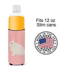 Load image into Gallery viewer, Hermelin Rabbit Pink Check   Hugger for slim cans
