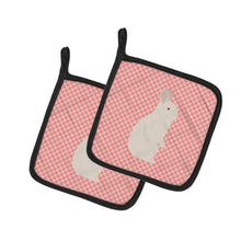 Load image into Gallery viewer, New Zealand White Rabbit Pink Check Pot Holders - Set of 2 - Heat-Resistant Kitchen Essentials BB7965PTHD