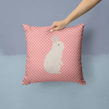 Load image into Gallery viewer, New Zealand White Rabbit Pink Check Throw Pillow - 14x14 Decorative Pillow – Art for Your Home &amp; Patio BB7965PW1414