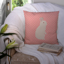 Load image into Gallery viewer, New Zealand White Rabbit Pink Check Throw Pillow - 14x14 Decorative Pillow – Art for Your Home &amp; Patio BB7965PW1414
