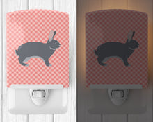 Load image into Gallery viewer, Giant Chinchilla Rabbit Pink Check Ceramic Night Light BB7966CNL