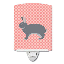 Load image into Gallery viewer, Giant Chinchilla Rabbit Pink Check Ceramic Night Light BB7966CNL