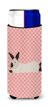 Load image into Gallery viewer, California White Rabbit Pink Check   Hugger for slim cans