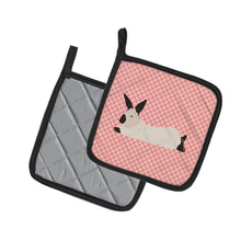 Load image into Gallery viewer, California White Rabbit Pink Check Pot Holders - Set of 2 - Heat-Resistant Kitchen Essentials BB7967PTHD