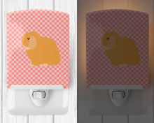 Load image into Gallery viewer, Holland Lop Rabbit Pink Check Ceramic Night Light BB7968CNL