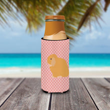 Load image into Gallery viewer, Holland Lop Rabbit Pink Check   Hugger for slim cans