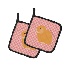 Load image into Gallery viewer, Holland Lop Rabbit Pink Check Pot Holders - Set of 2 - Heat-Resistant Kitchen Essentials BB7968PTHD