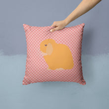 Load image into Gallery viewer, Holland Lop Rabbit Pink Check Throw Pillow - 14x14 Decorative Pillow – Art for Your Home &amp; Patio BB7968PW1414
