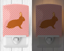 Load image into Gallery viewer, Rex Rabbit Pink Check Ceramic Night Light BB7969CNL