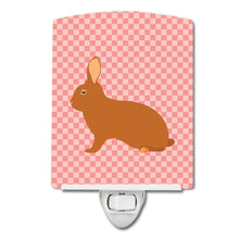 Load image into Gallery viewer, Rex Rabbit Pink Check Ceramic Night Light BB7969CNL