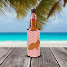 Load image into Gallery viewer, Rex Rabbit Pink Check   Hugger for slim cans