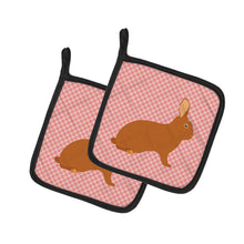 Load image into Gallery viewer, Rex Rabbit Pink Check Pot Holders - Set of 2 - Heat-Resistant Kitchen Essentials BB7969PTHD