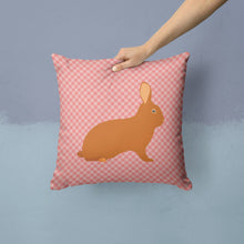 Load image into Gallery viewer, Rex Rabbit Pink Check Throw Pillow - 14x14 Decorative Pillow – Art for Your Home &amp; Patio BB7969PW1414