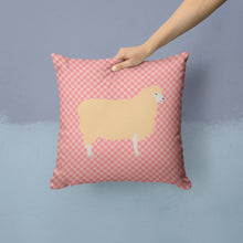Load image into Gallery viewer, English Leicester Longwool Sheep Pink Check Throw Pillow - 14x14 Decorative Pillow – Art for Your Home &amp; Patio BB7974PW1414