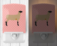 Load image into Gallery viewer, Hampshire Down Sheep Pink Check Ceramic Night Light BB7976CNL