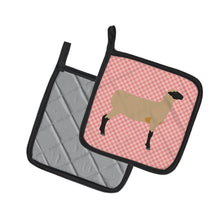 Load image into Gallery viewer, Hampshire Down Sheep Pink Check Pot Holders - Set of 2 - Heat-Resistant Kitchen Essentials BB7976PTHD